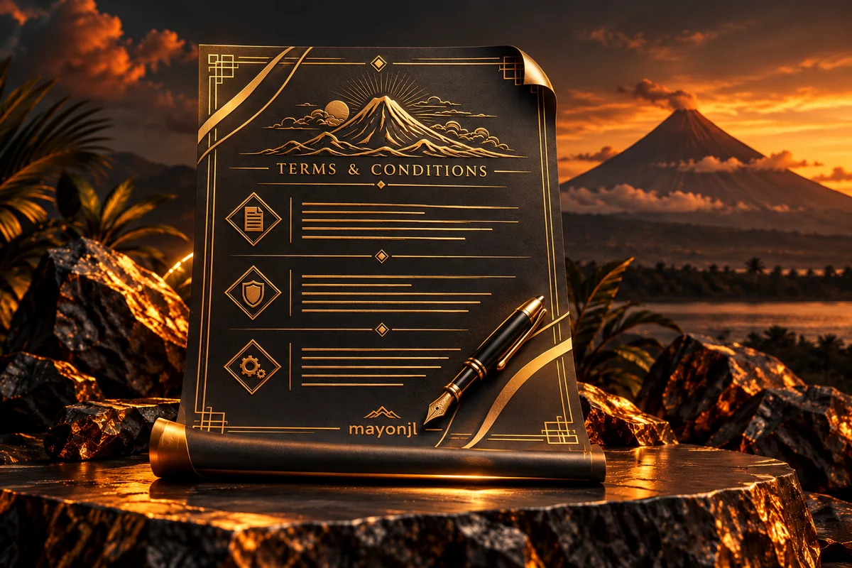 Terms and Conditions — mayonjl orange and gold illustration