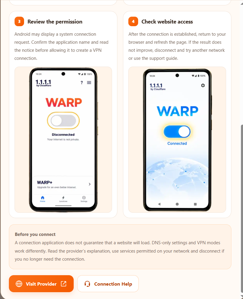 android step 3: Enable WARP